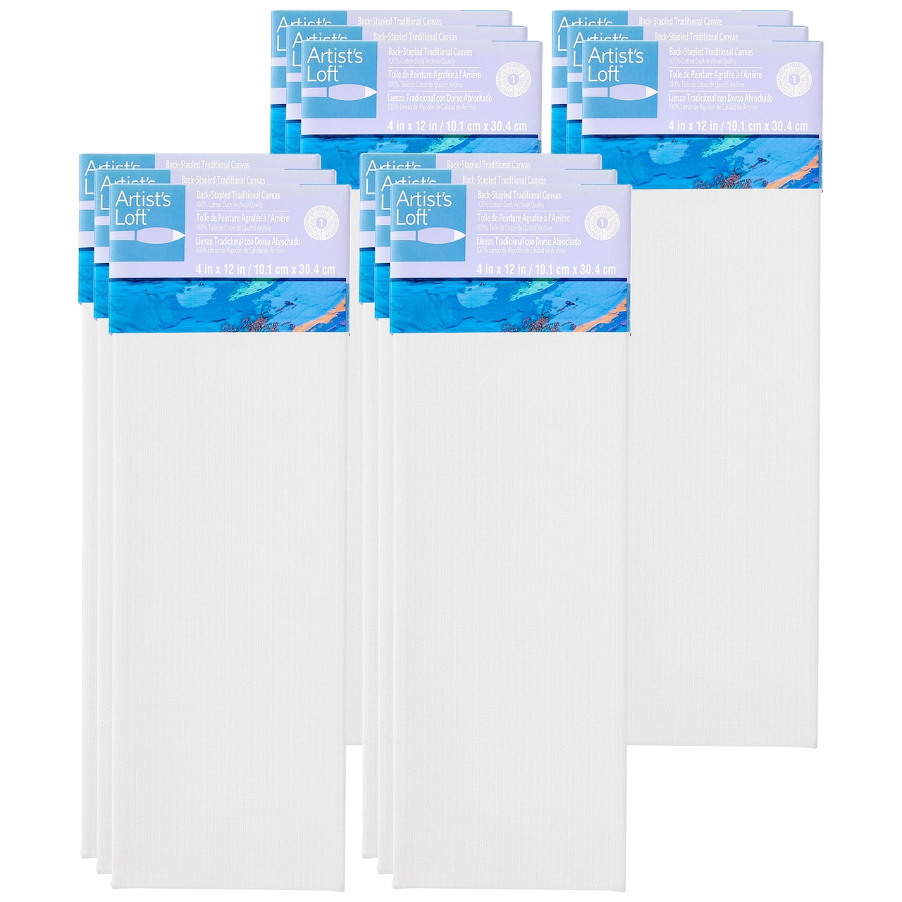 12 Pack: Level 1 Back Stapled Traditional Canvas by Artist's Loft™